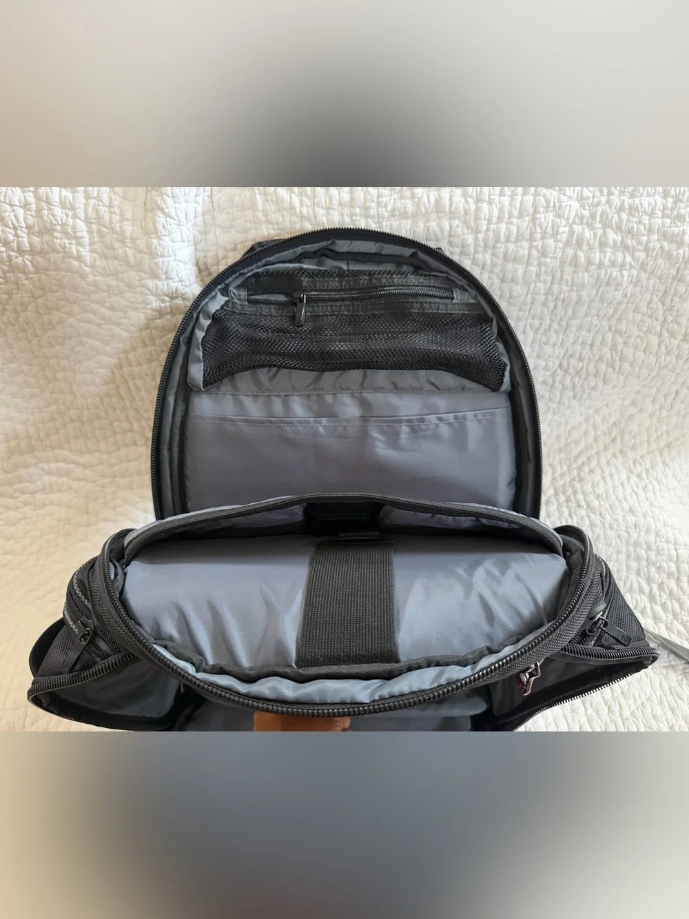 SwissGear Black and Gray Backpack with Red Logo Accent